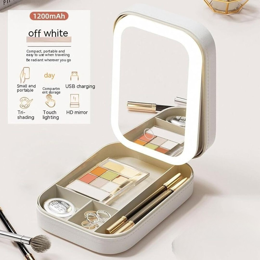 Compact Makeup Vanity With LED Mirror